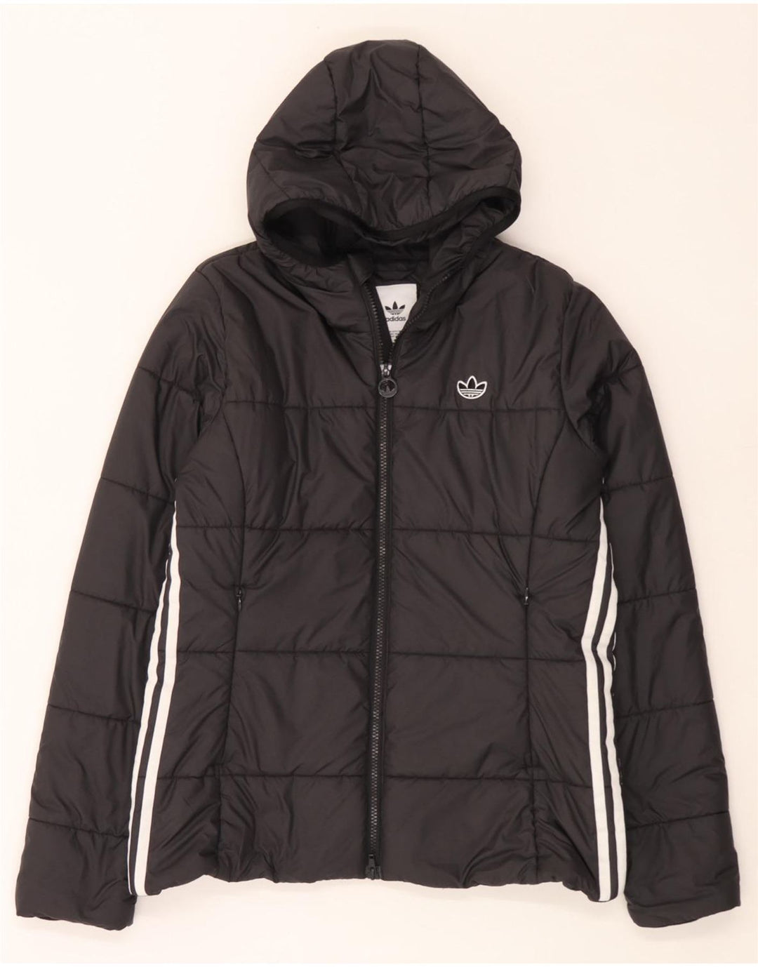 Jachetă căptușită cu glugă Adidas pentru femei UK 16 Poliester negru mare