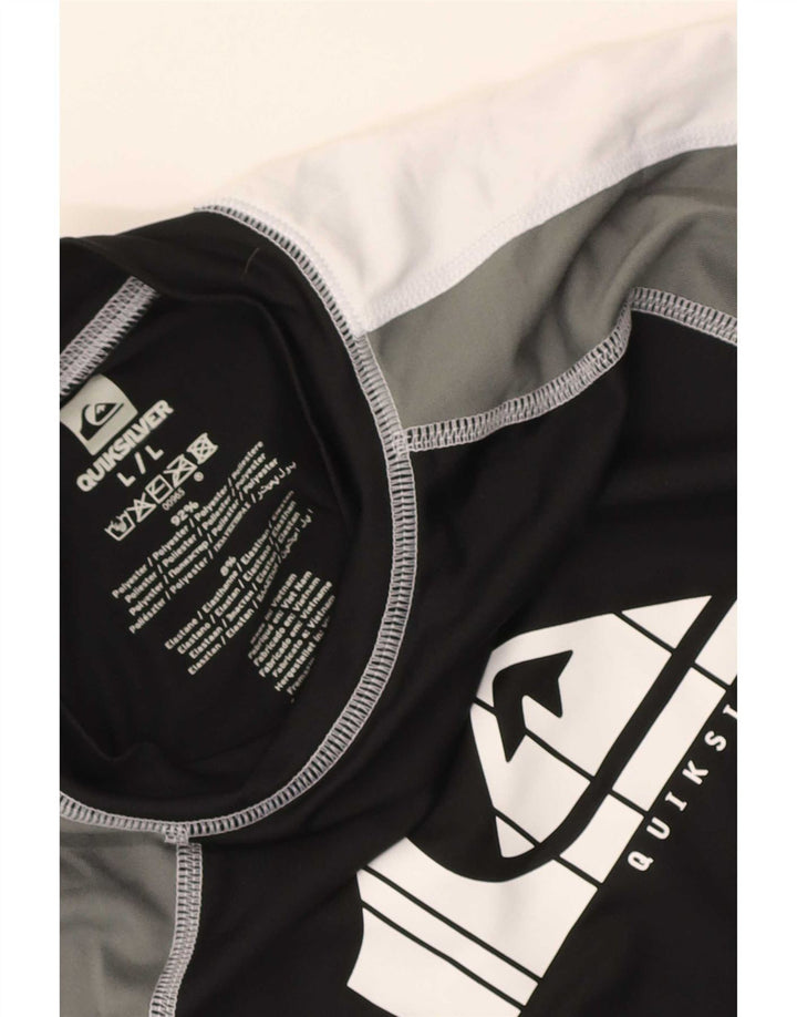 Tricou grafic Quiksilver pentru bărbați Top mare, negru, poliester color bloc