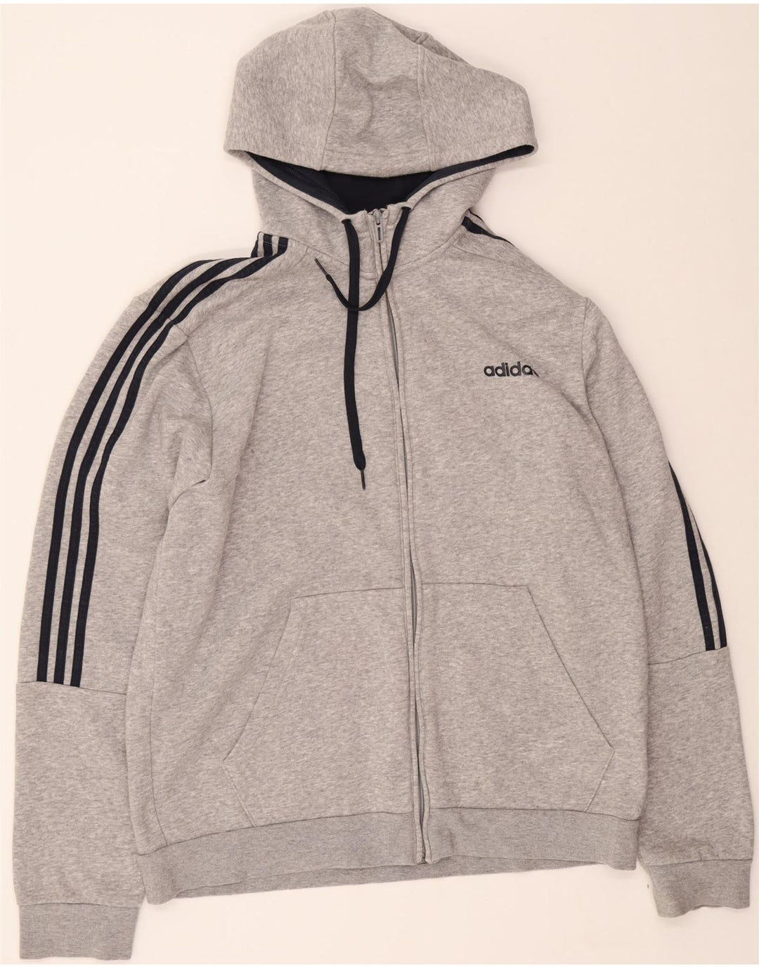 ADIDAS Mens Zip Hoodie Sweater Large Grey Cotton Vintage Adidas and Second-Hand Adidas from Messina Hembry 