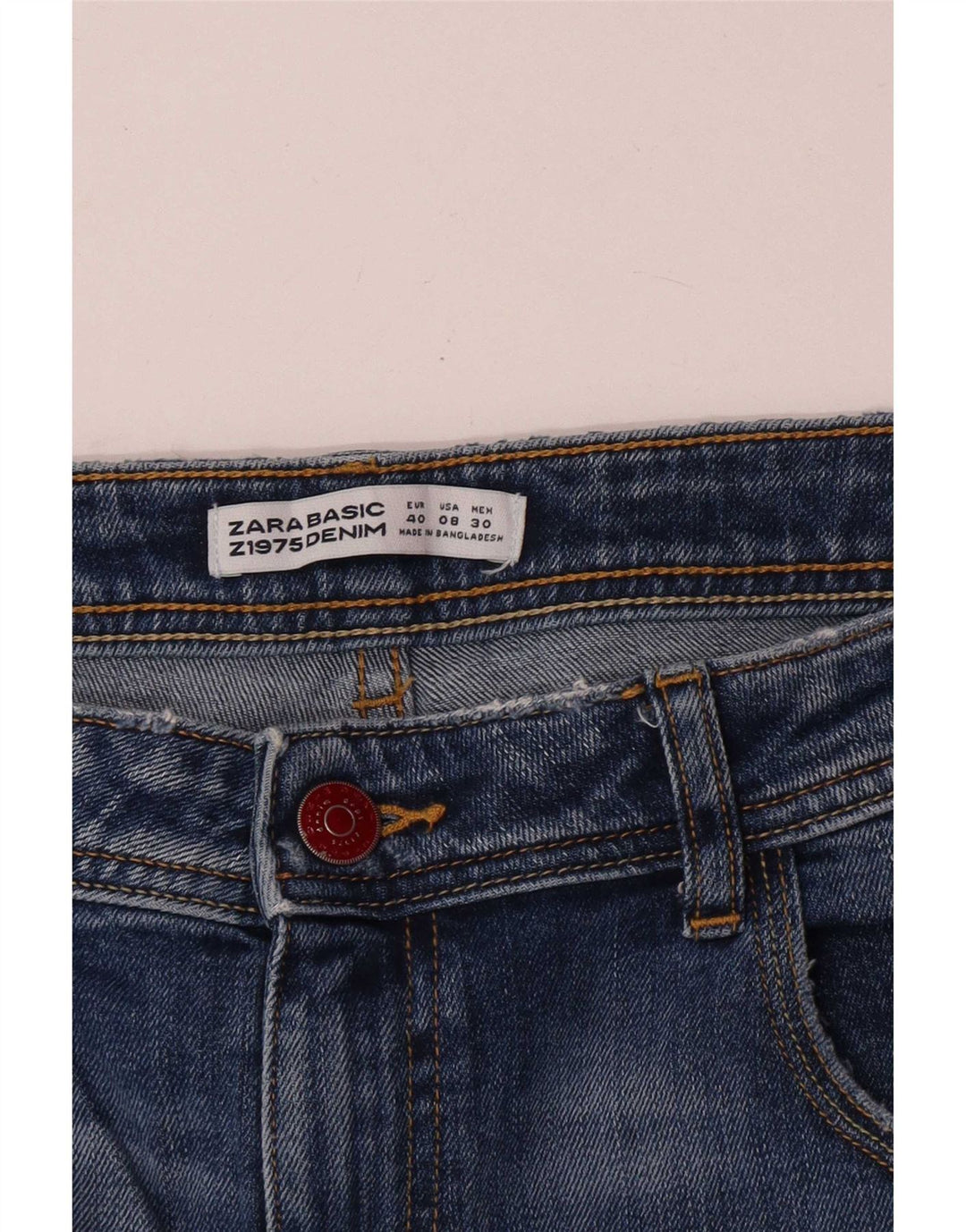 Pantaloni scurți din denim pentru femei Zara EU 40 Medium W30 Albastru Floral