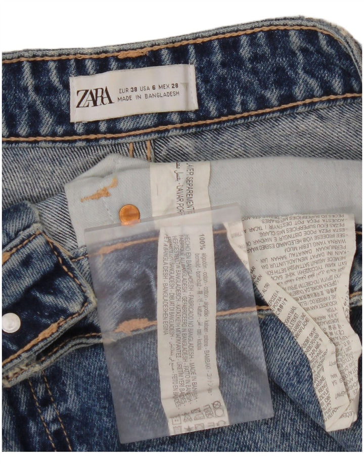 Blugi conici învechiți pentru femei cu talie înaltă ZARA EU 38 Mici W28 L27 Albastru