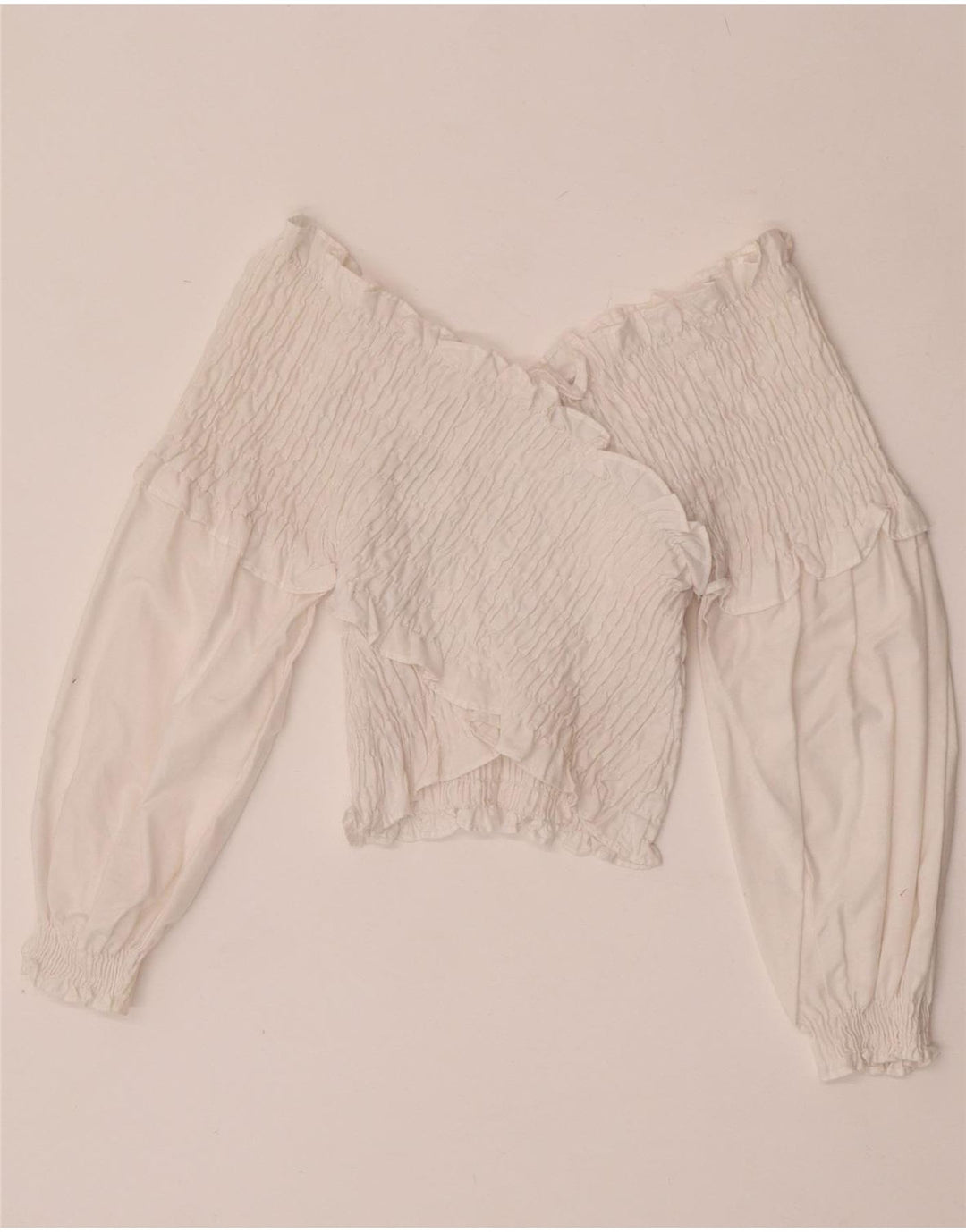 Top pentru femei Zara cu mânecă lungă, cu umăr deschis, UK 12 Medium White