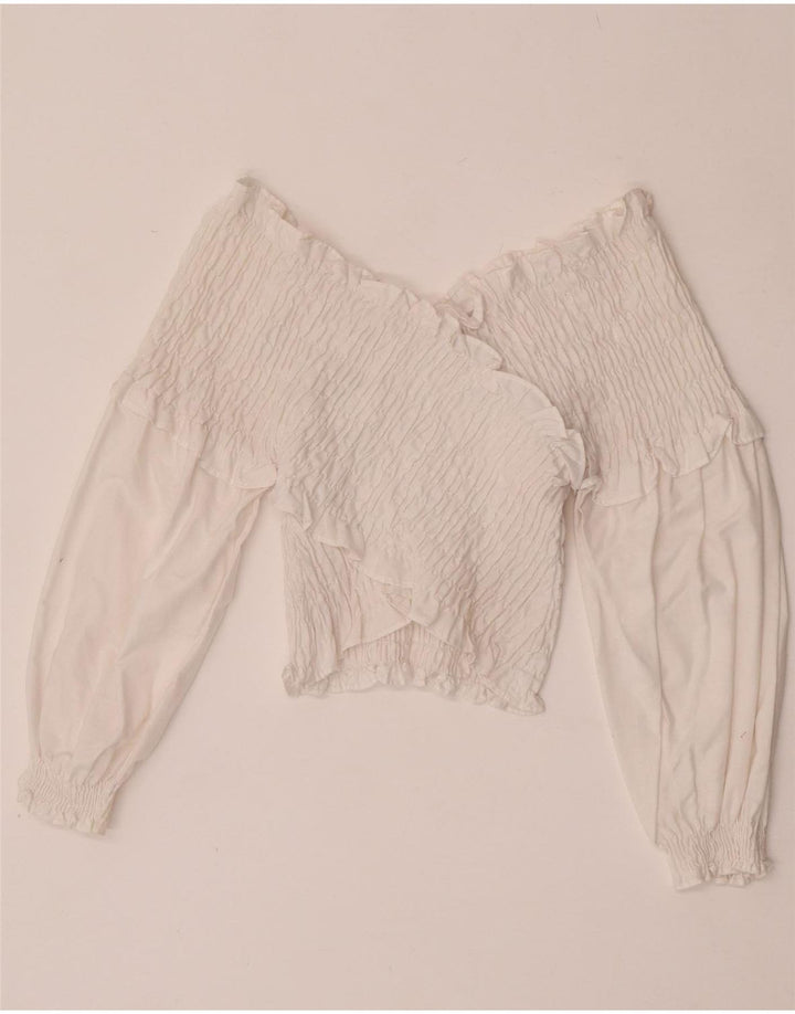 Top pentru femei Zara cu mânecă lungă, cu umăr deschis, UK 12 Medium White