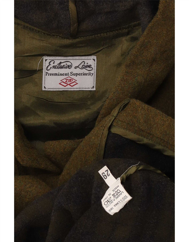 Zip pentru femei cu glugă Duffle Coat UK 16 mare lână verde