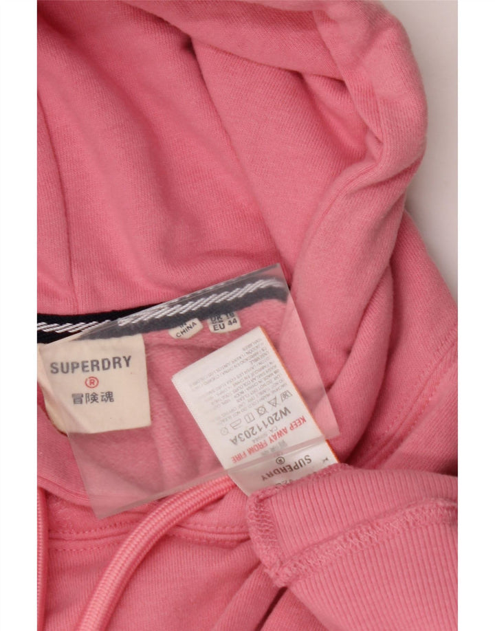 SUPERDRY Pulover supradimensionat cu glugă cu grafic crop pentru femei UK 16, mare, roz