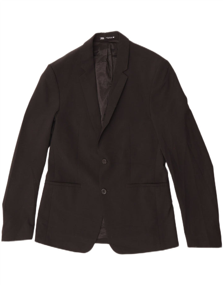 Blazer pentru bărbați Zara cu 2 nasturi EU 48 Poliester mediu negru