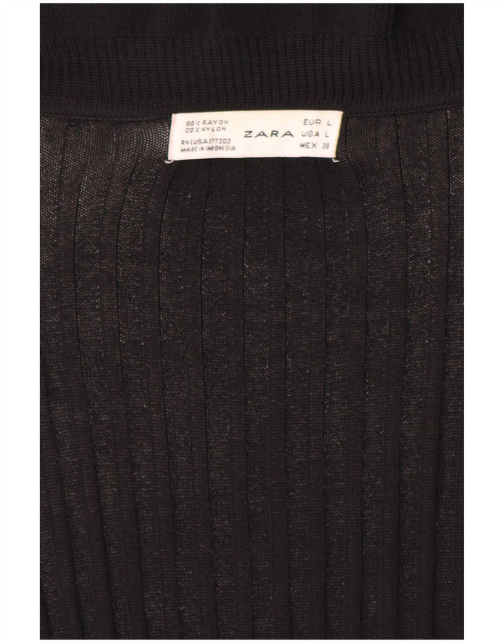 Pulover cardigan deschis pentru femei Zara UK 16 mare negru