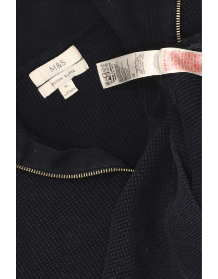 Pulover pentru bărbați Marks & Spencer, cu fermoar, cu gât, XL, poliester bleumarin