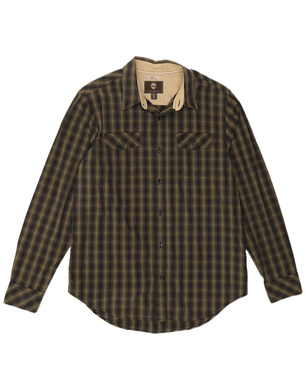 Cămașă de flanel pentru bărbați Timberland, mare, verde, carouri, bumbac