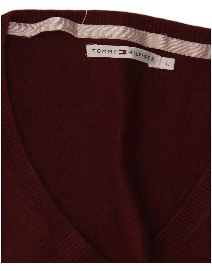 Pulover cu decolteu în V Tommy Hilfiger pentru femei UK 14 Maroon mare