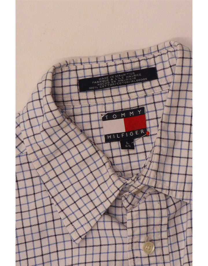 Cămașă pentru bărbați Tommy Hilfiger, mare, alb, cu carouri din bumbac