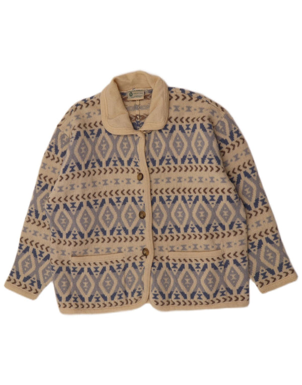 Pulover cardigan supradimensionat pentru femei Laura Ashley UK 18 XL alb catifelat geometric