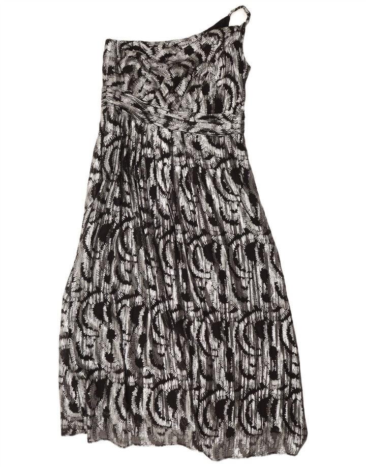 Rochie Maxi pentru femei Monsoon, cu model abstract, cu un umăr UK 16, argintiu mare