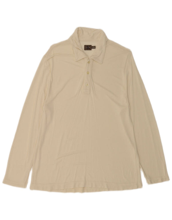 Cămașă polo pentru bărbați Calvin Klein cu mânecă lungă, mare, bej