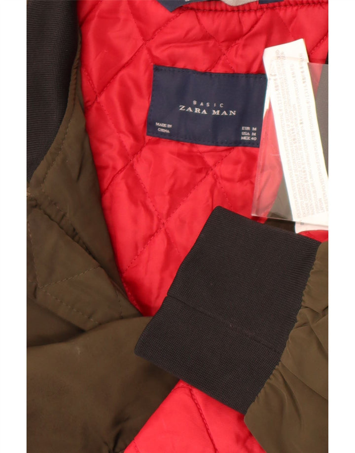 Bomber pentru bărbați Zara UK 38 Medium Kaki Poliester color bloc