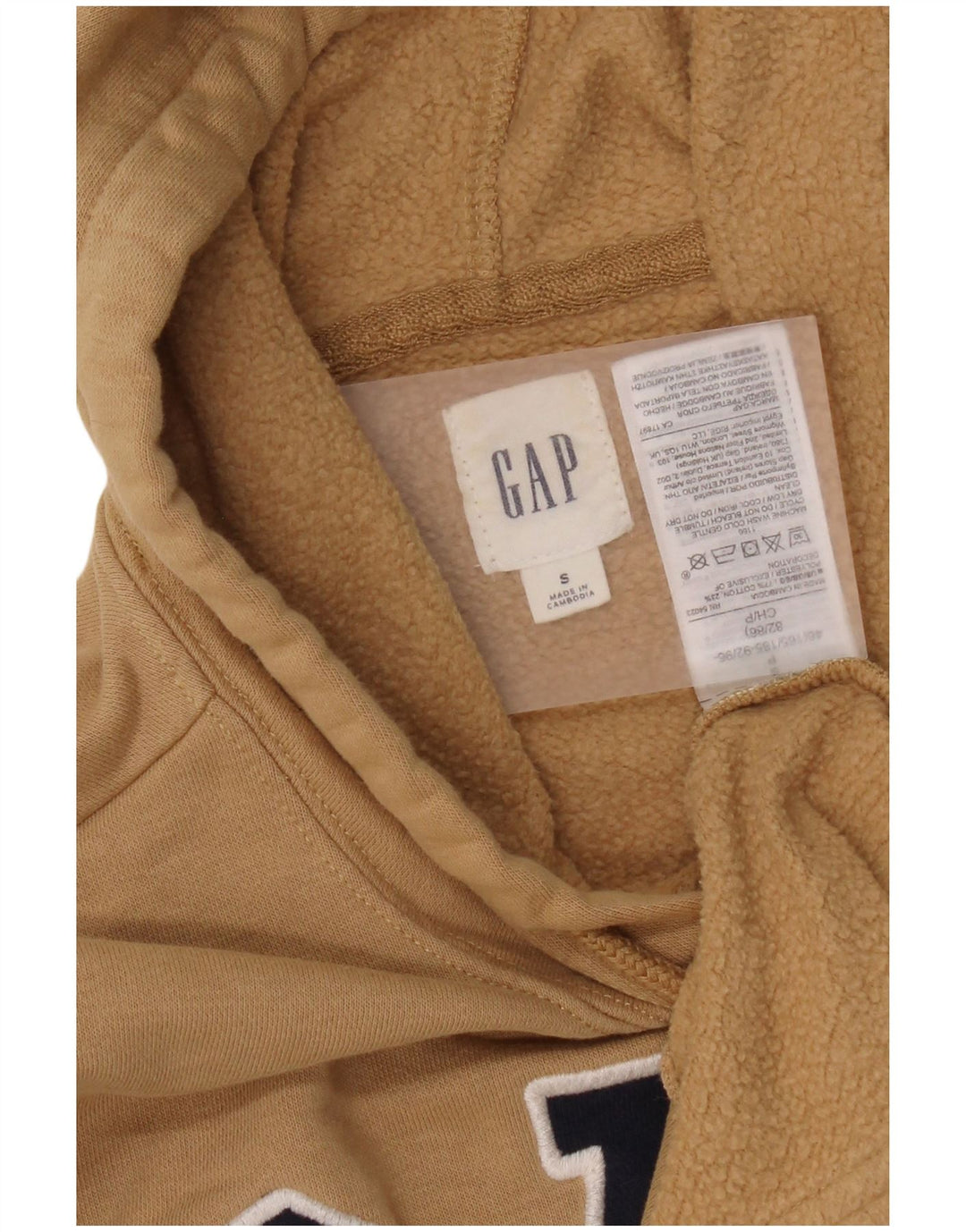 Pulover cu glugă grafic Gap pentru bărbați, mic, bej, bumbac