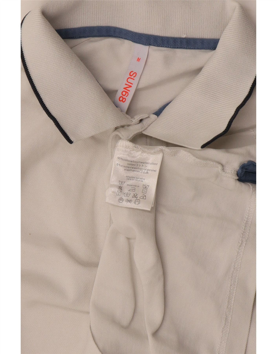 Tricou polo Sun68 pentru bărbați, bumbac alb mediu