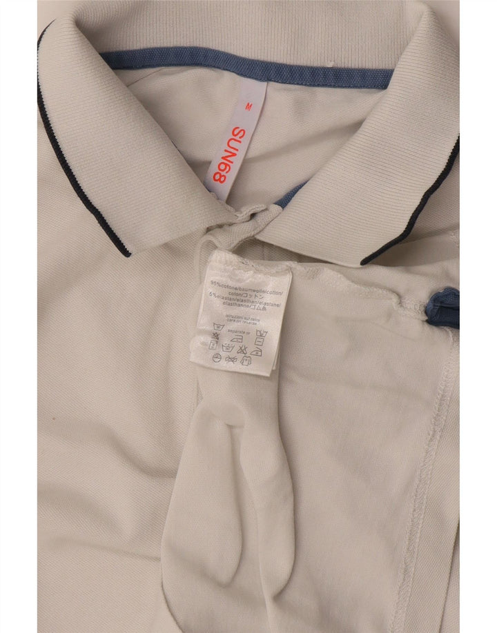 Tricou polo Sun68 pentru bărbați, bumbac alb mediu