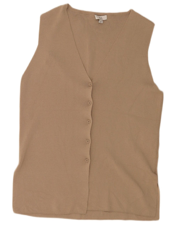 Top cardigan fără mâneci pentru femei Marks & Spencer UK 16 mare maro viscoză