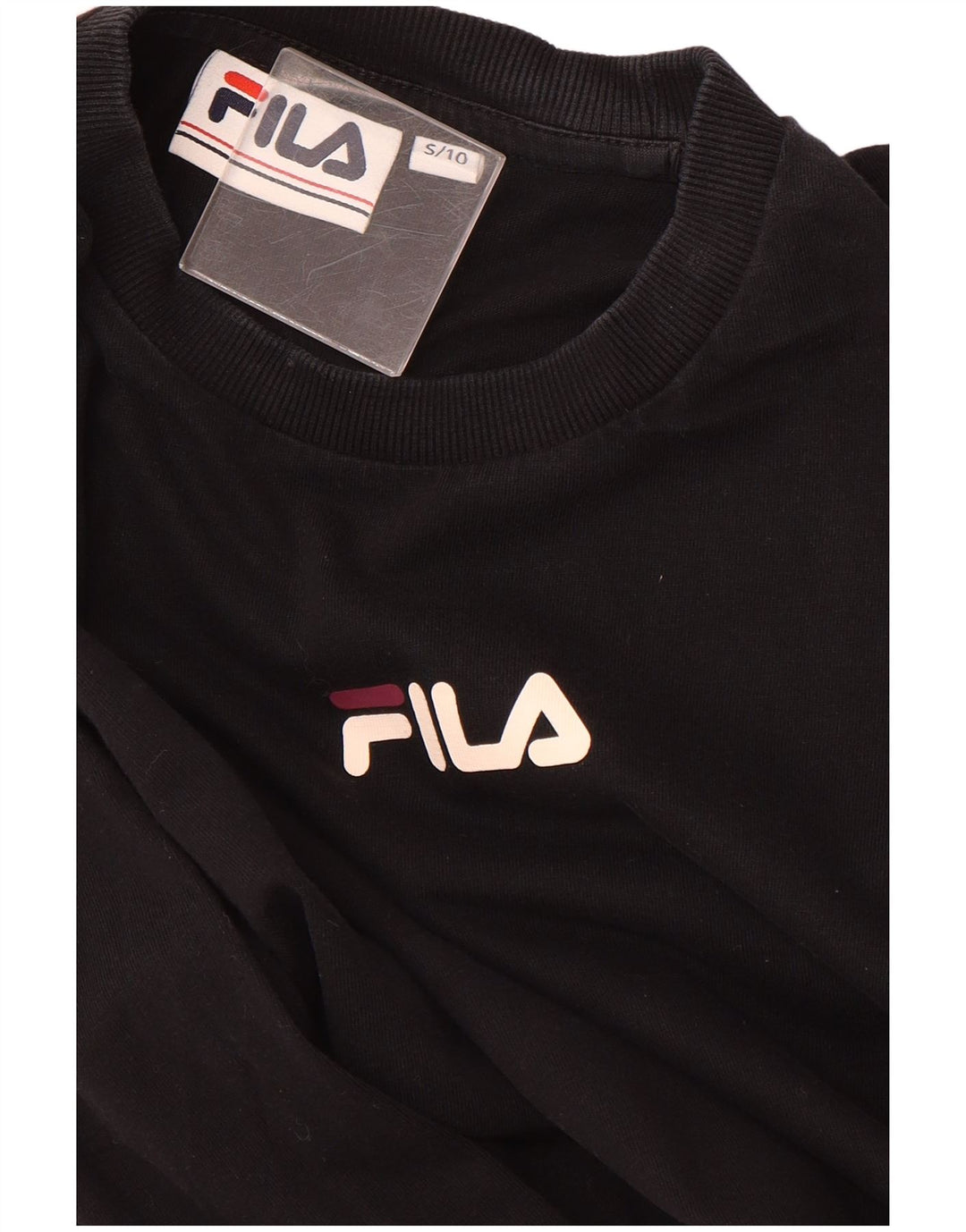FILA Womens Crop Graphic Sweatshirt Jumper UK 10 Small Black