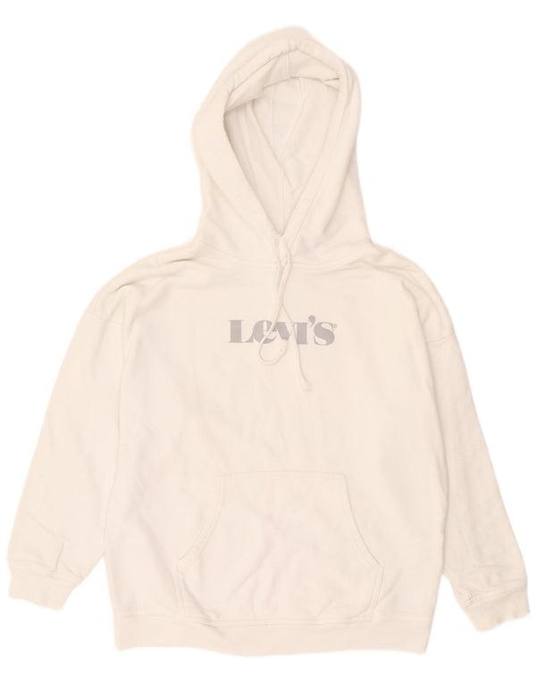 Levi's Mens Graphic Loose Fit Hoodie Jumper XS White Cotton