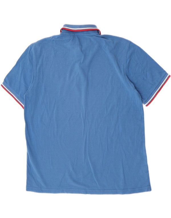 Fred Perry Mens Polo Shirt XL Blue Striped Cotton