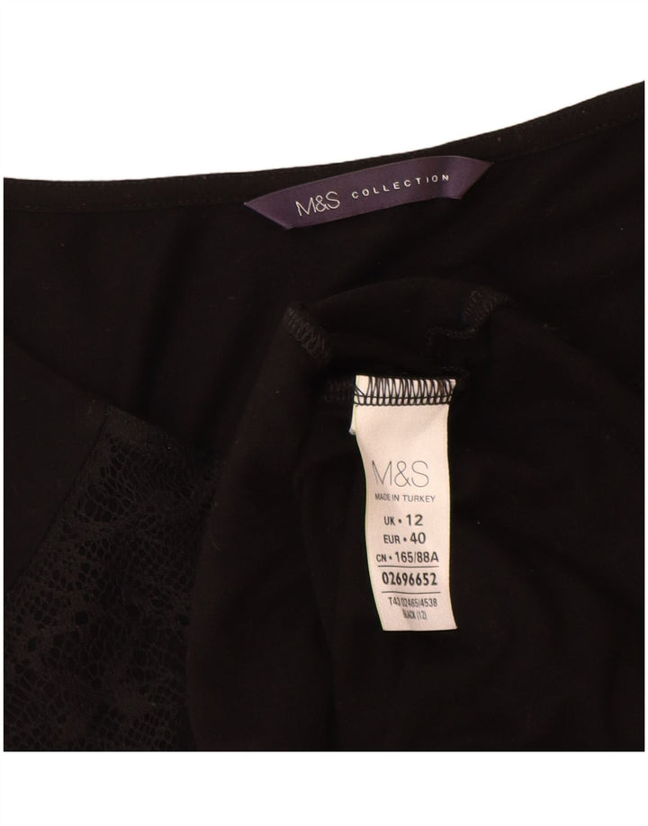 Marks & Spencer Top pentru femei cu mânecă lungă UK 12 Medium Black Viscose