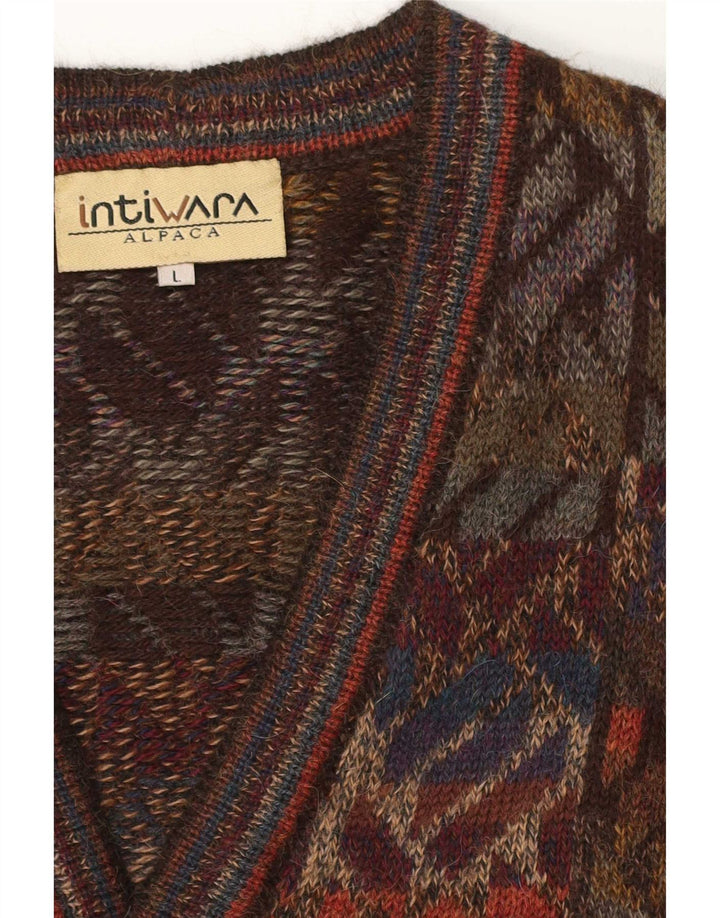 Pulover cardigan pentru bărbați Intiwara, lână de alpaca geometrică, multicoloră