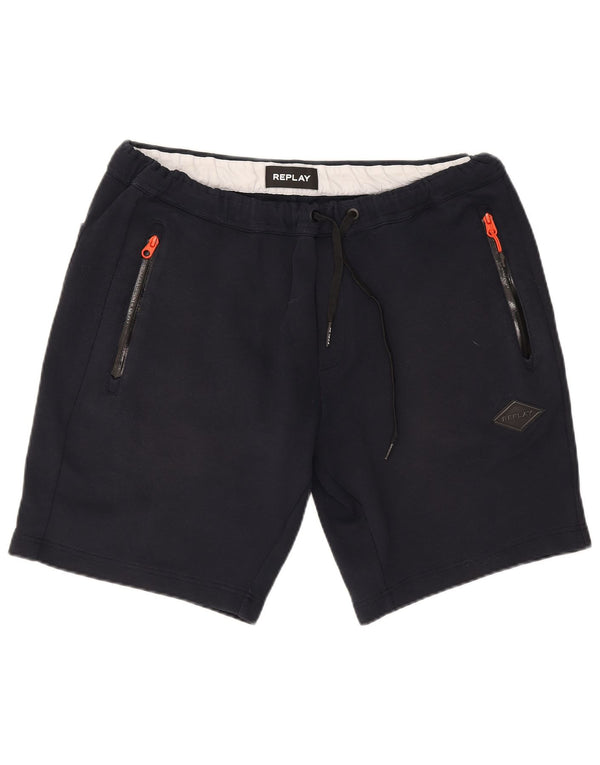 Pantaloni scurți sport grafic pentru bărbați Replay, XL, bumbac bleumarin