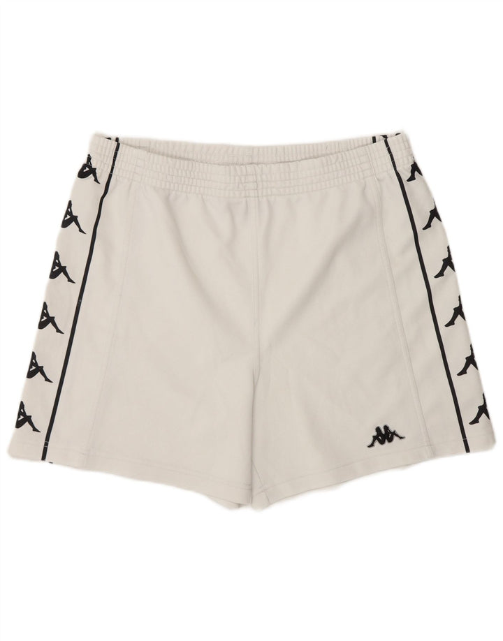 Pantaloni scurți de sport grafic Kappa pentru bărbați, mari, alb, din poliester