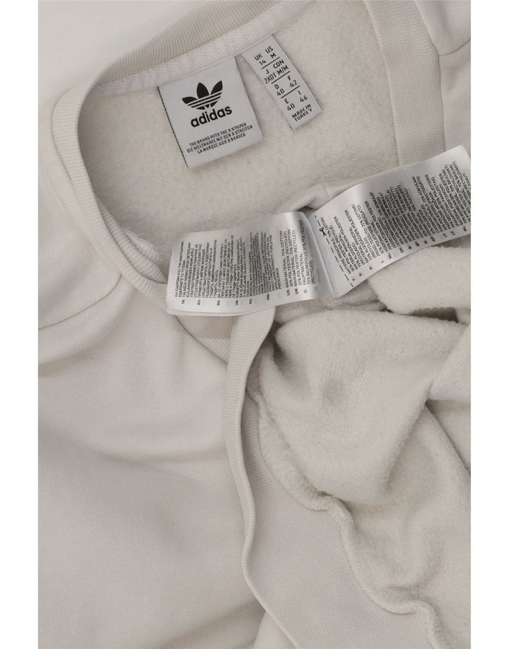 Pulover supradimensionat pentru femei Adidas UK 14 Bumbac alb mediu