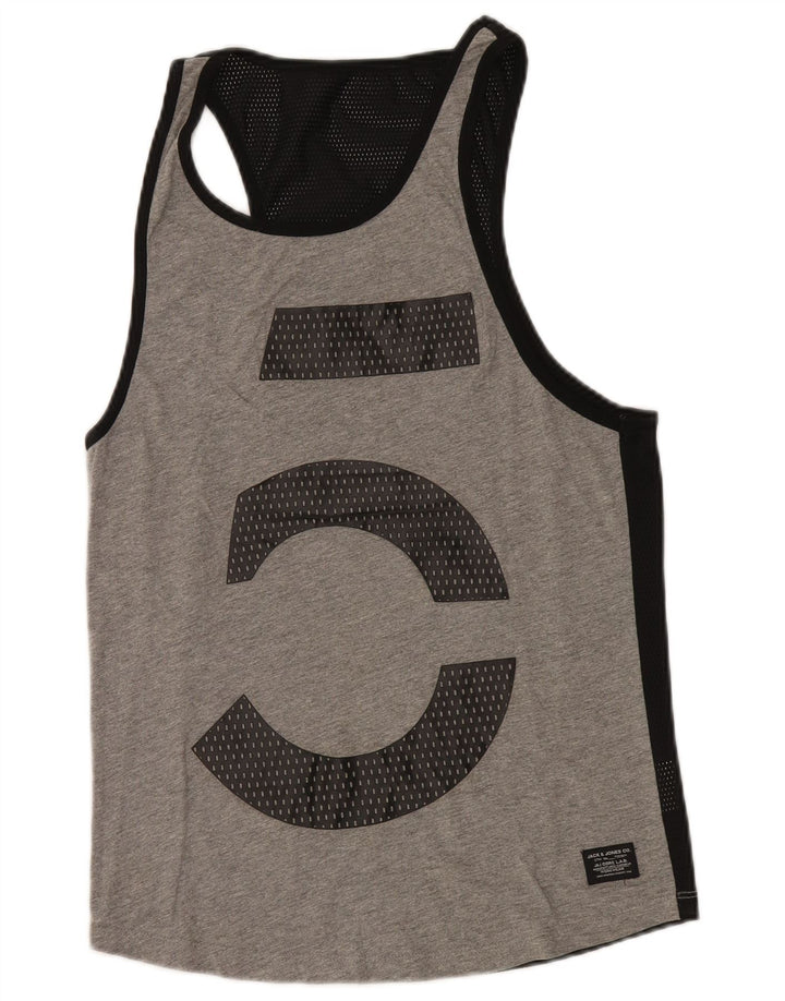 Vestă cu grafică Jack & Jones pentru bărbați, bumbac cu pete mici, gri