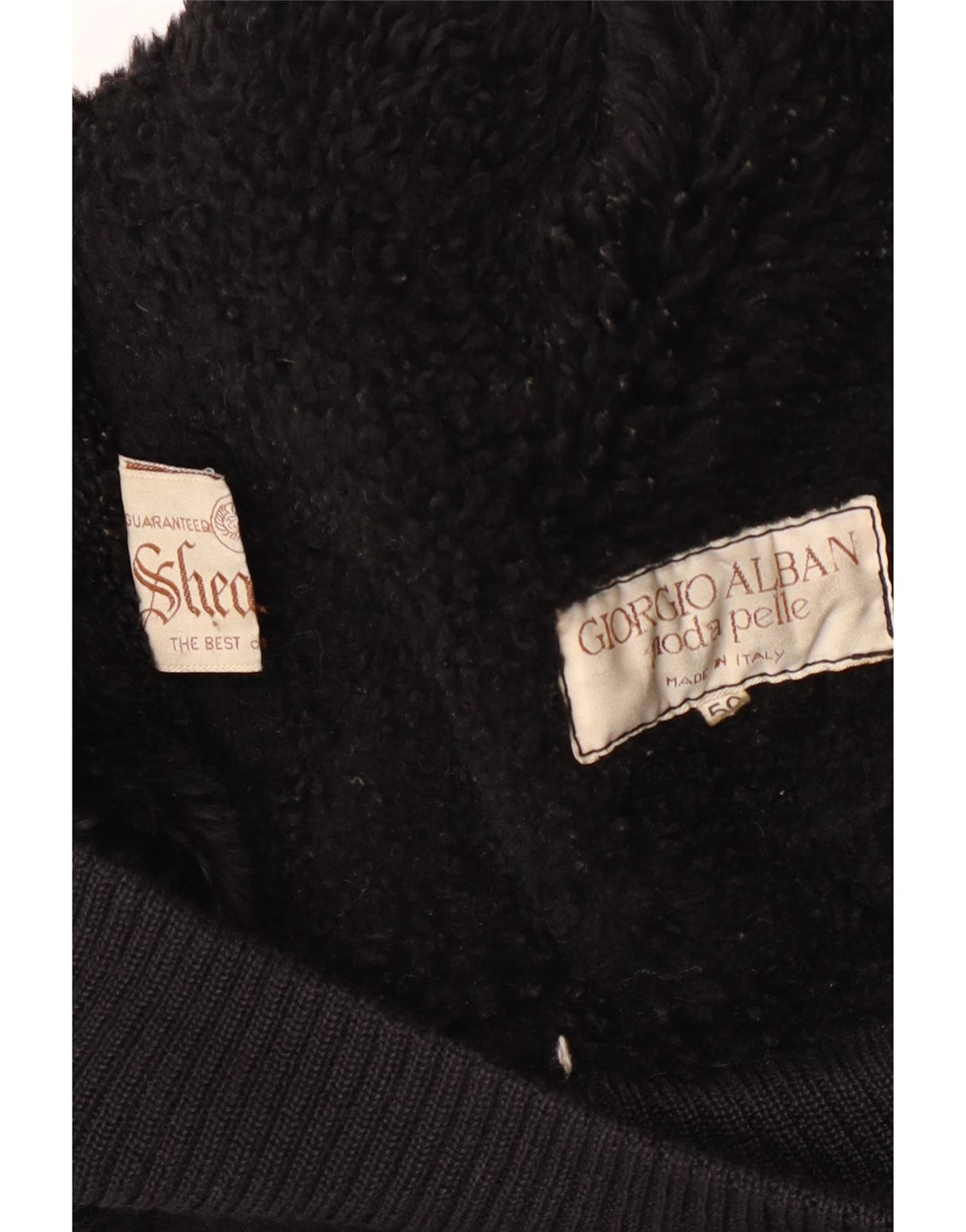 Jachetă vintage pentru bărbați din shearling IT 50 mare, neagră