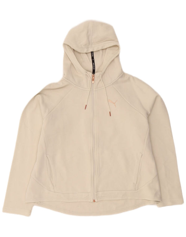 Pulover Puma pentru femei cu fermoar, UK 18 XL, bumbac alb