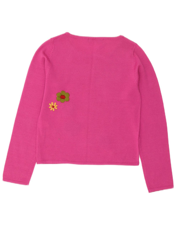 Pulover pentru damă Zara, cu gât de barcă, crop, UK 12, roz mediu, acrilic, floral