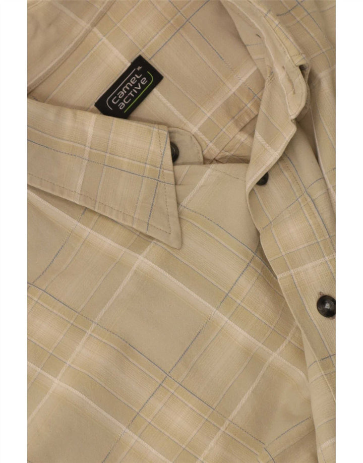 Cămașă cu mânecă scurtă pentru bărbați Camel Active XL, bej, carouri