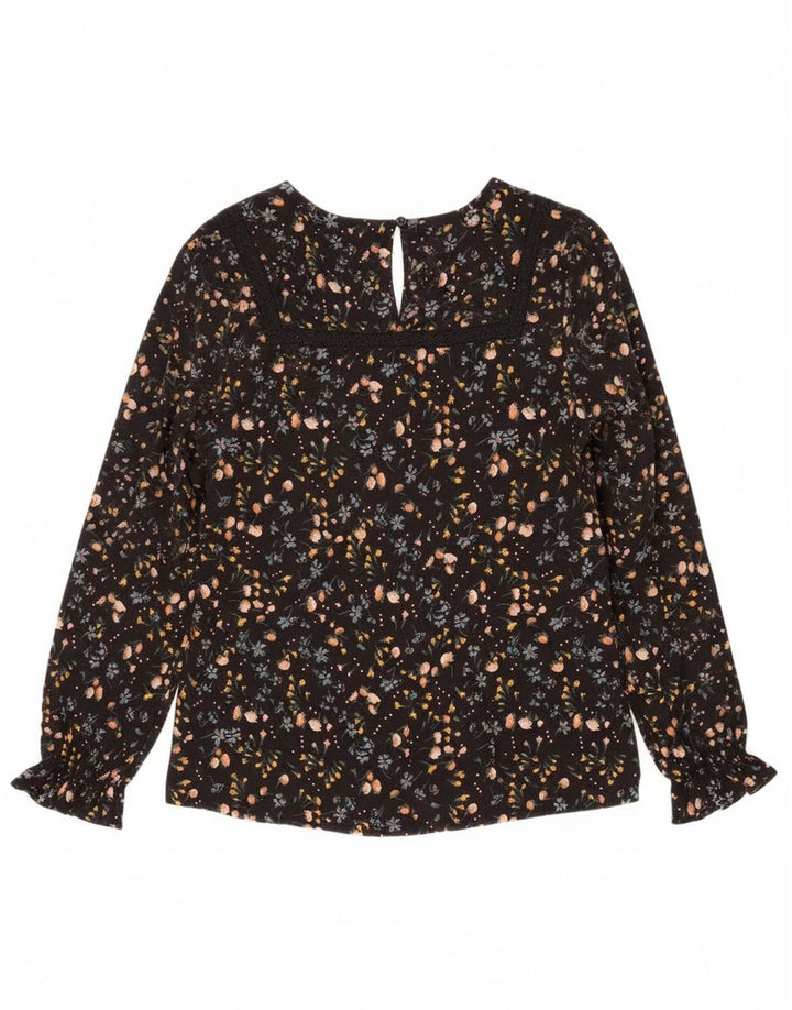 Bluză cu mânecă lungă pentru femei Joules UK 12 Medium Black Floral Bumbac