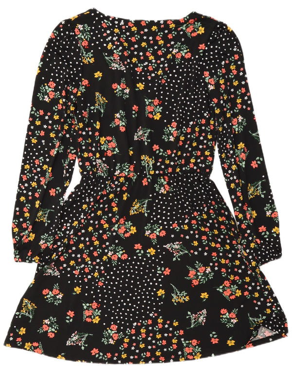 Rochie A-Line Oasis pentru femei cu mâneci lungi UK 6 XS Poliester floral negru