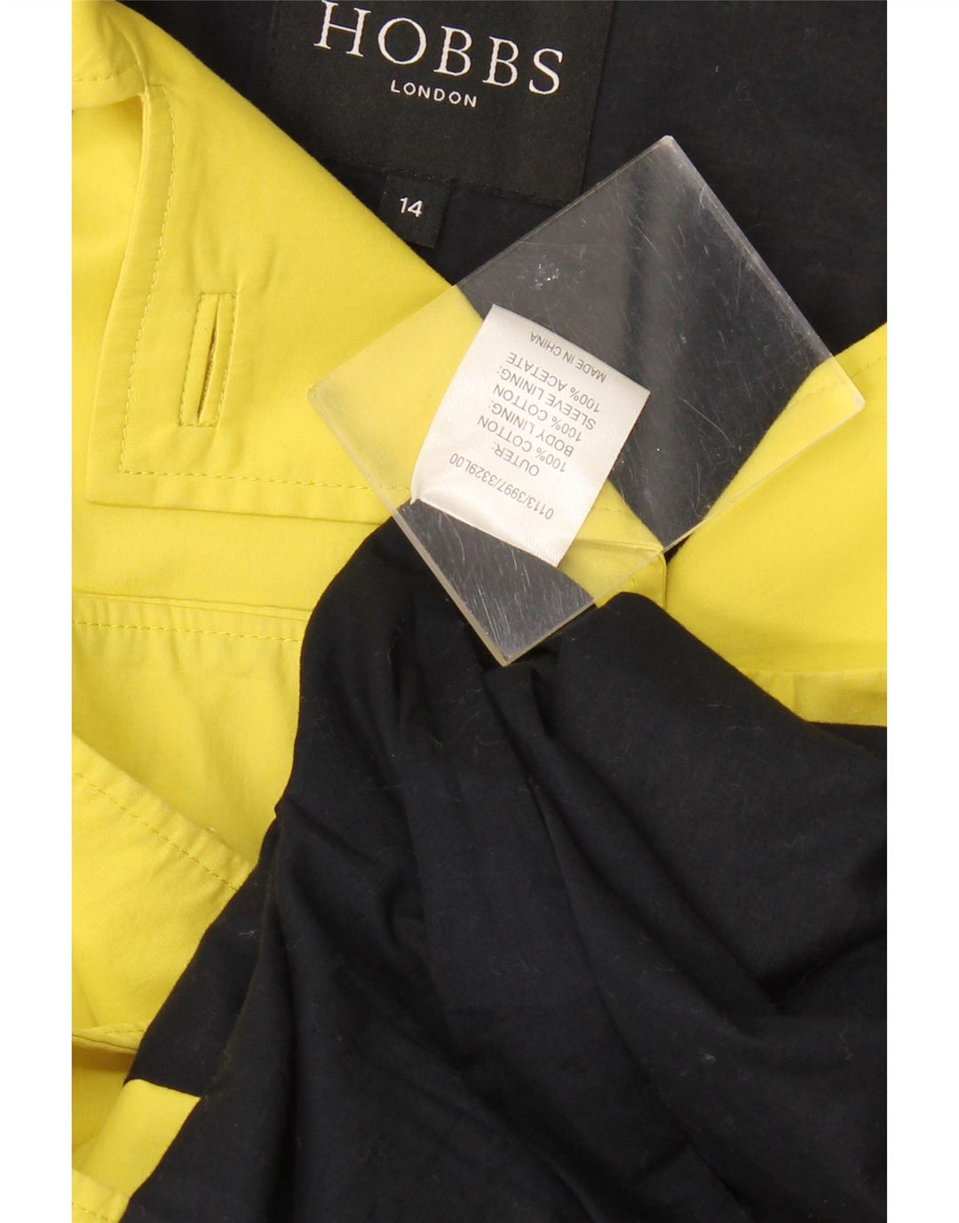 HOBBS Womens Pea Coat UK 14 Large Yellow Colourblock Cotton