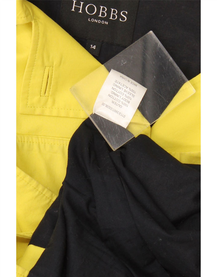 HOBBS Womens Pea Coat UK 14 Large Yellow Colourblock Cotton