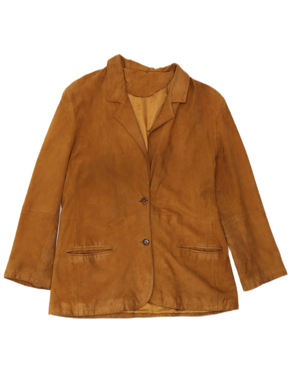 Blazer Vintage pentru femei cu 2 nasturi din piele intoarsa IT 50 XL maro