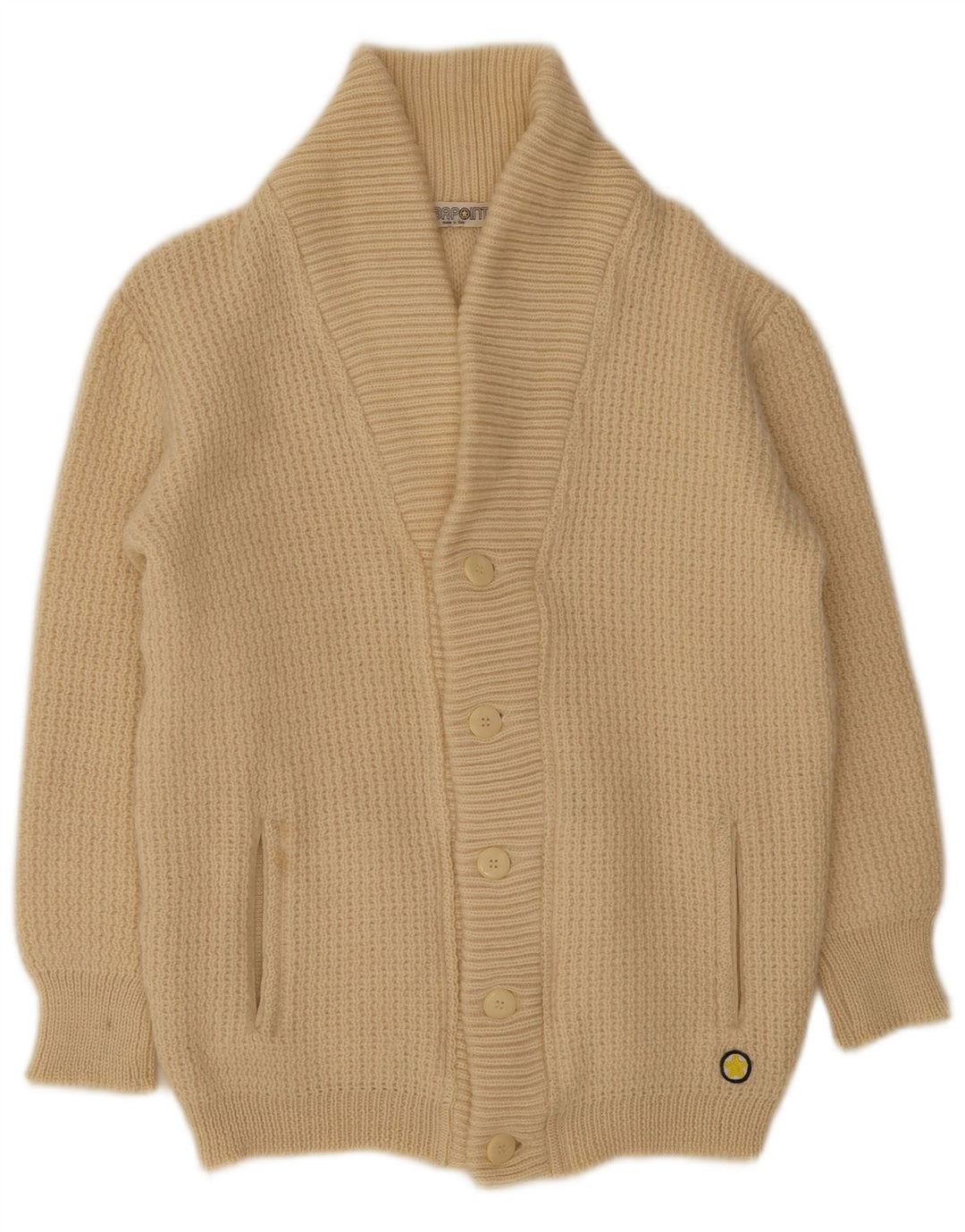 Pulover Cardigan Vintage pentru Barbati IT 50 Medium Bej Lână