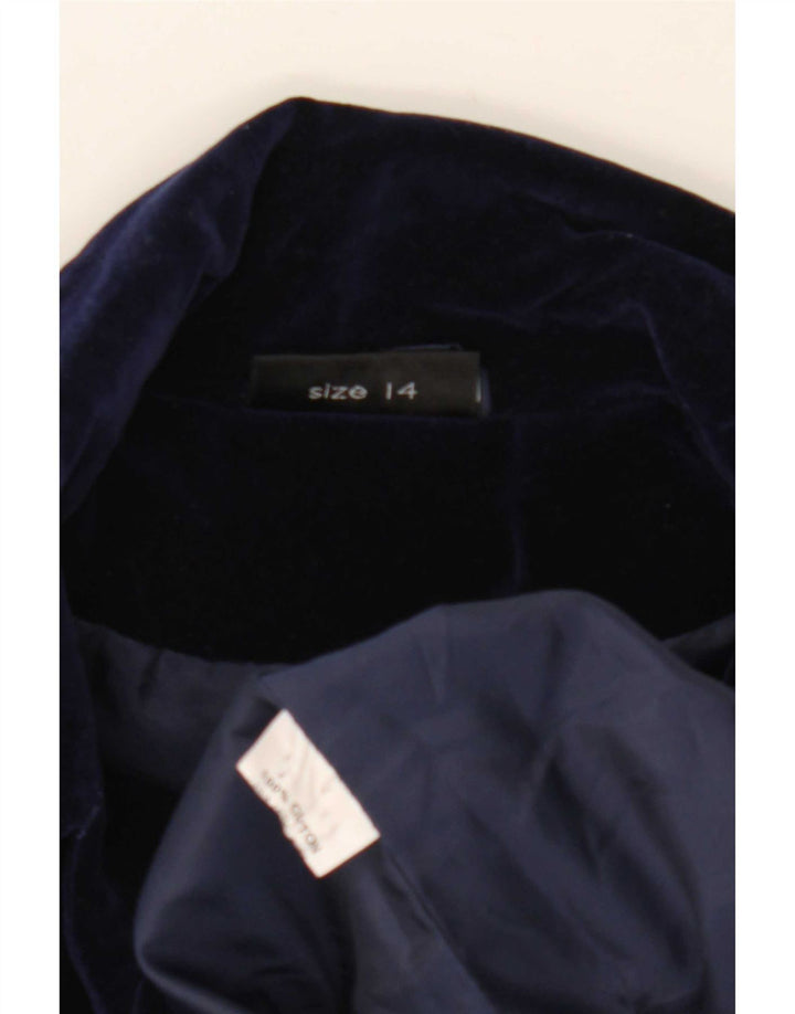 Blazer Vintage pentru femei cu 1 nasture UK 14 Medium bleumarin Bumbac