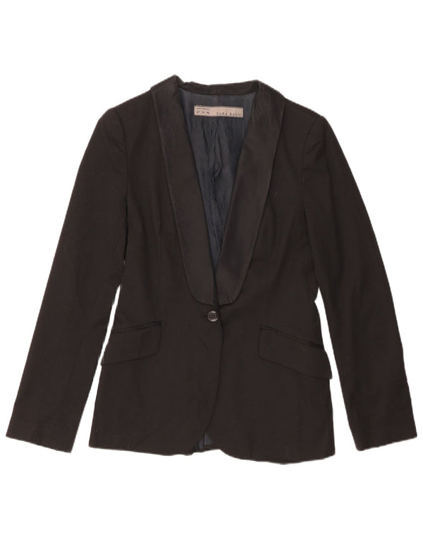 Sacou blazer pentru femei Zara, cu 1 nasture, UK 8, poliester negru mic