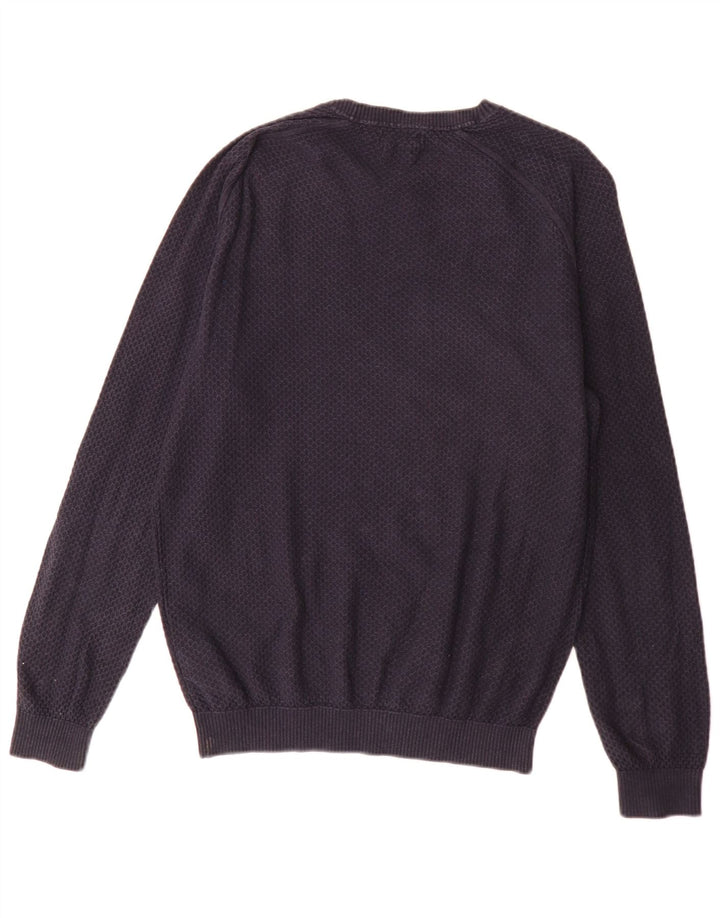 Massimo Dutti Pulover pentru bărbați cu gât de barcă, mare din bumbac bleumarin