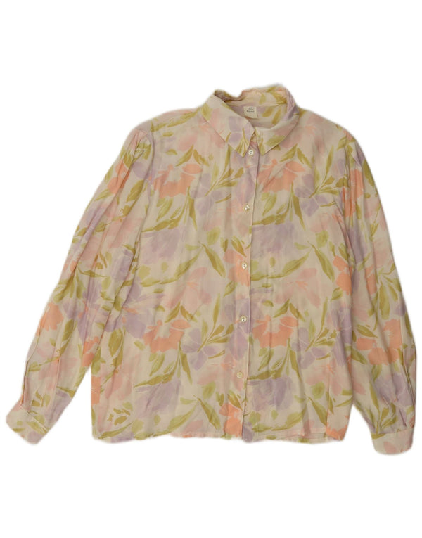 Bluză de cămașă vintage pentru femei EU 42 Viscoză florală multicoloră mare