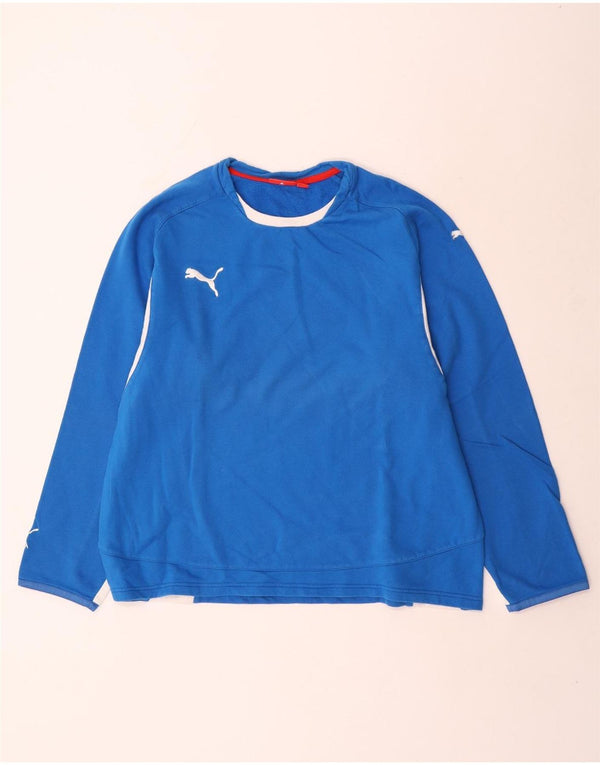 Top pentru femei Puma cu mânecă lungă UK 14 Medium Blue Colorblock Bumbac