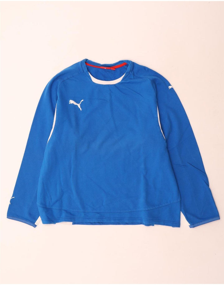 Top pentru femei Puma cu mânecă lungă UK 14 Medium Blue Colorblock Bumbac