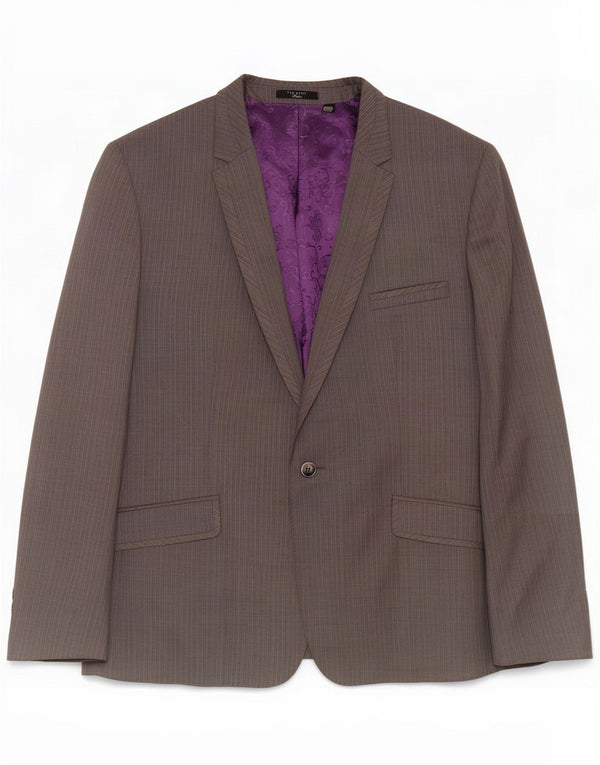 Ted Baker Mens 1 Button Blazer Jacket UK 44 2XL Grey Pinstripe Wool