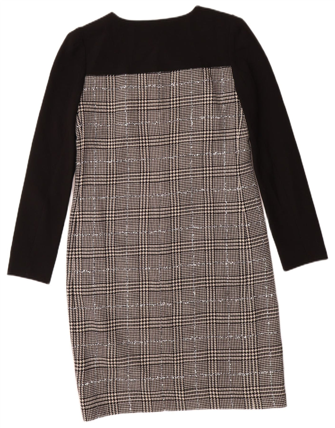 JAEGER Rochie cu mâneci lungi pentru femei UK 8 Lână neagră cu picior de găin mic